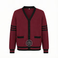 Unisex Varsity Knit Sweater – Crimson & Black | Classic Letterman-Style Cardigan