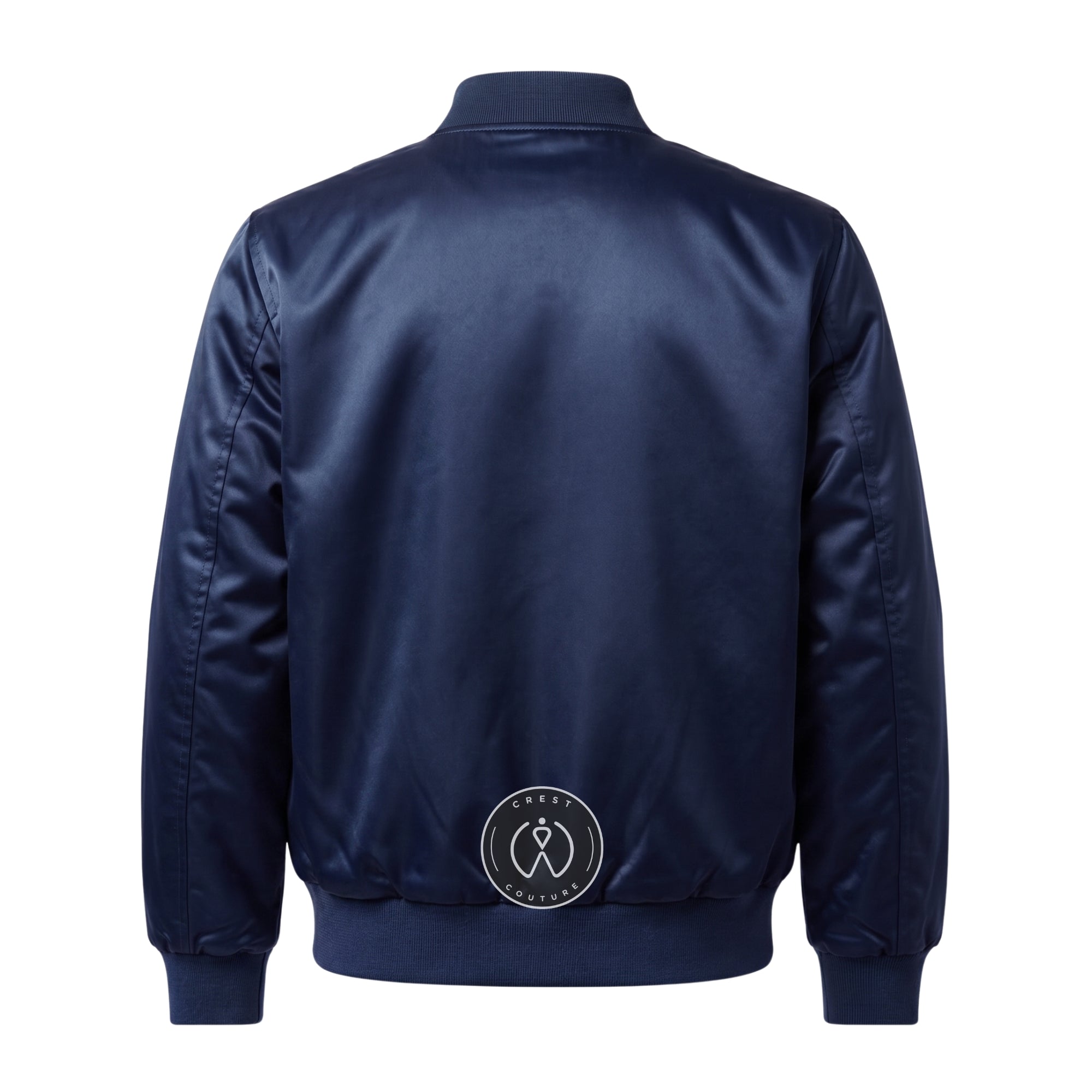 Navy Blue Satin Varsity Jacket – Custom Letterman Jacket, Unisex Streetwear Bomber