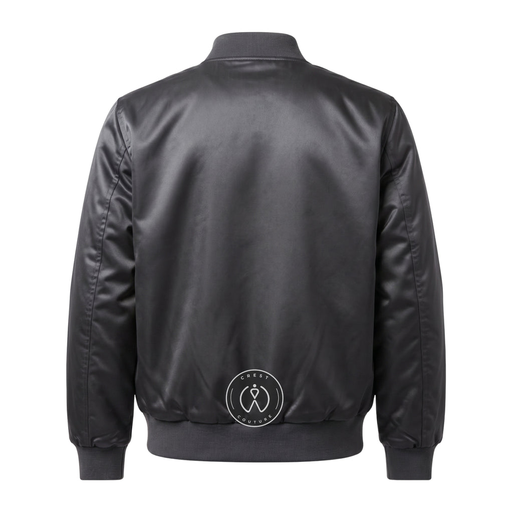 Grey Satin Varsity Jacket – Custom Letterman Jacket, Unisex Streetwear Bomber