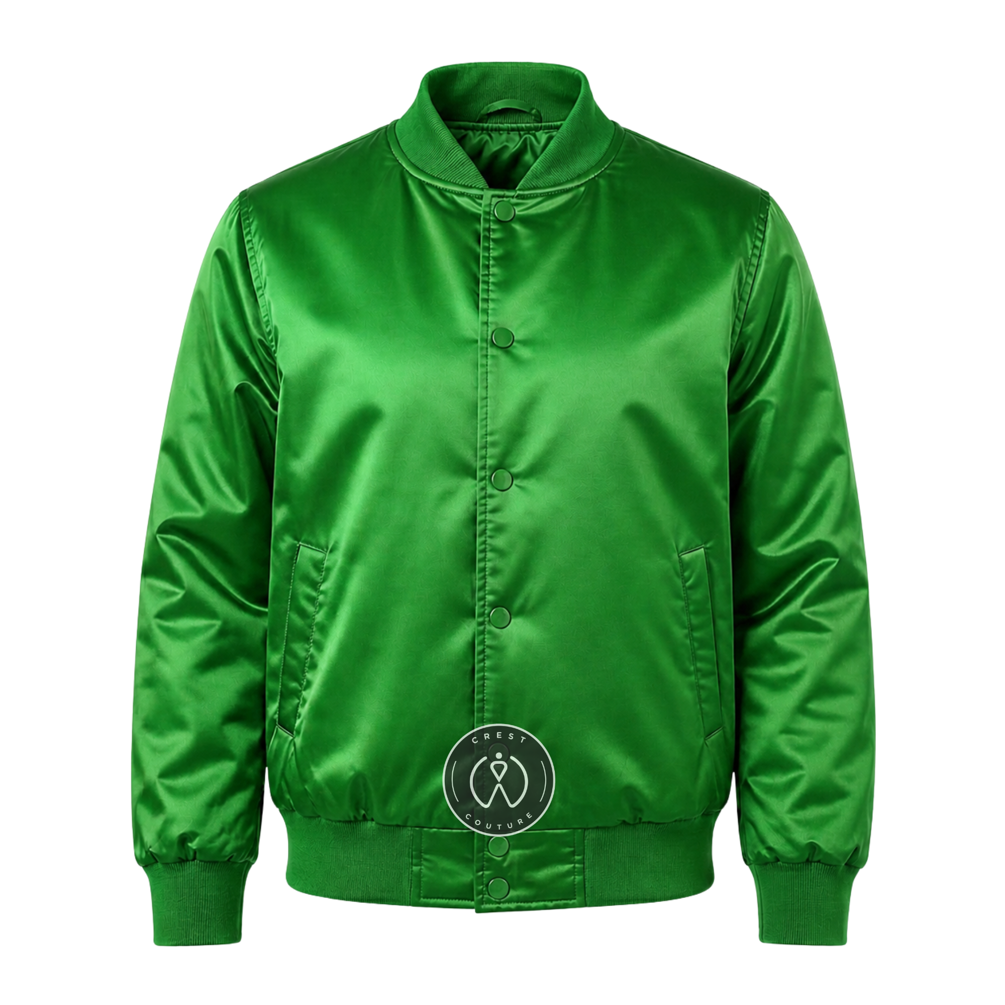 Green Satin Varsity Jacket – Custom Letterman Jacket, Unisex Streetwear Bomber