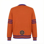 Unisex Varsity Knit Sweater – Orange & Purple | Classic Letterman-Style Cardigan