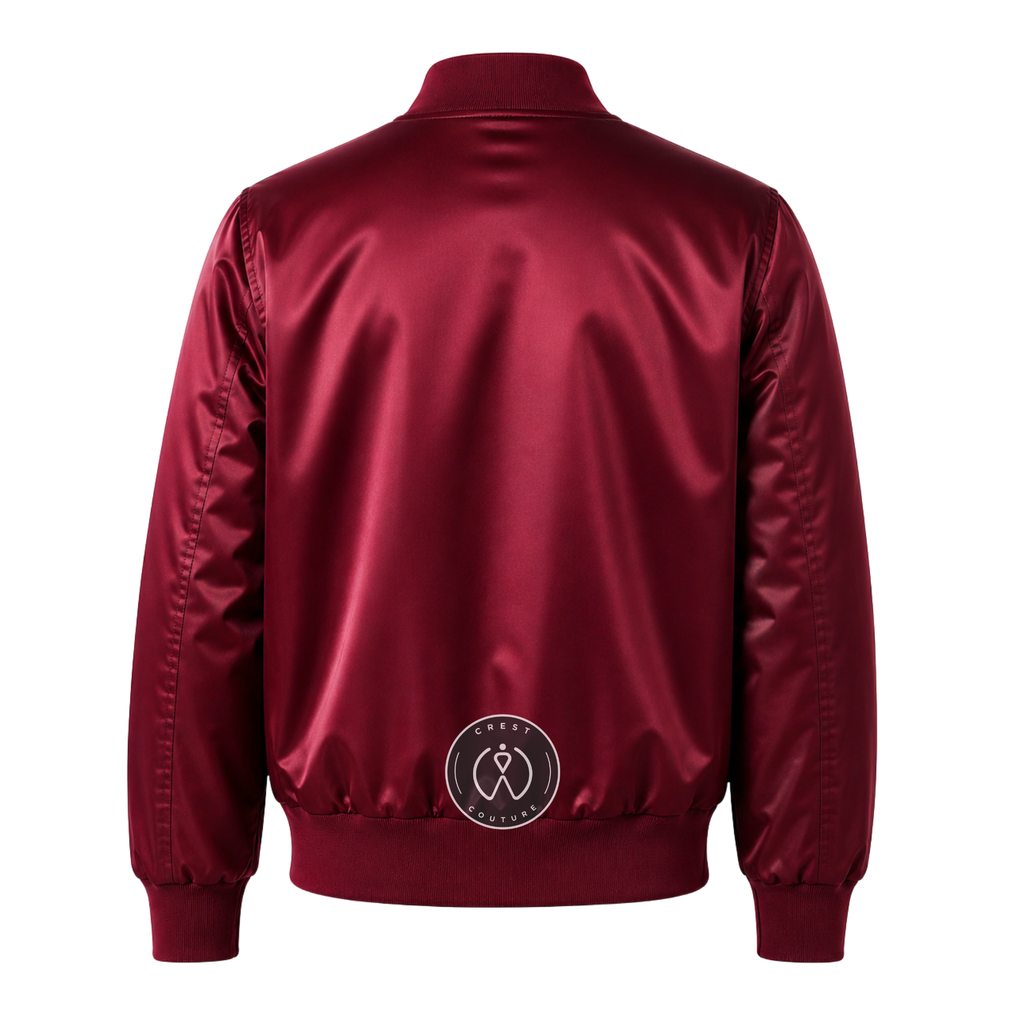 Maroon Satin Varsity Jacket – Custom Letterman Jacket, Unisex Streetwear Bomber