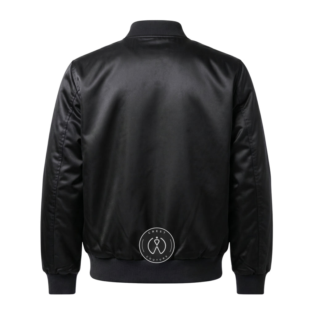 Black Satin Varsity Jacket – Custom Letterman Jacket, Unisex Streetwear Bomber