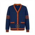 Unisex Varsity Knit Sweater – Navy Blue & Burnt Orange | Classic Letterman-Style Cardigan