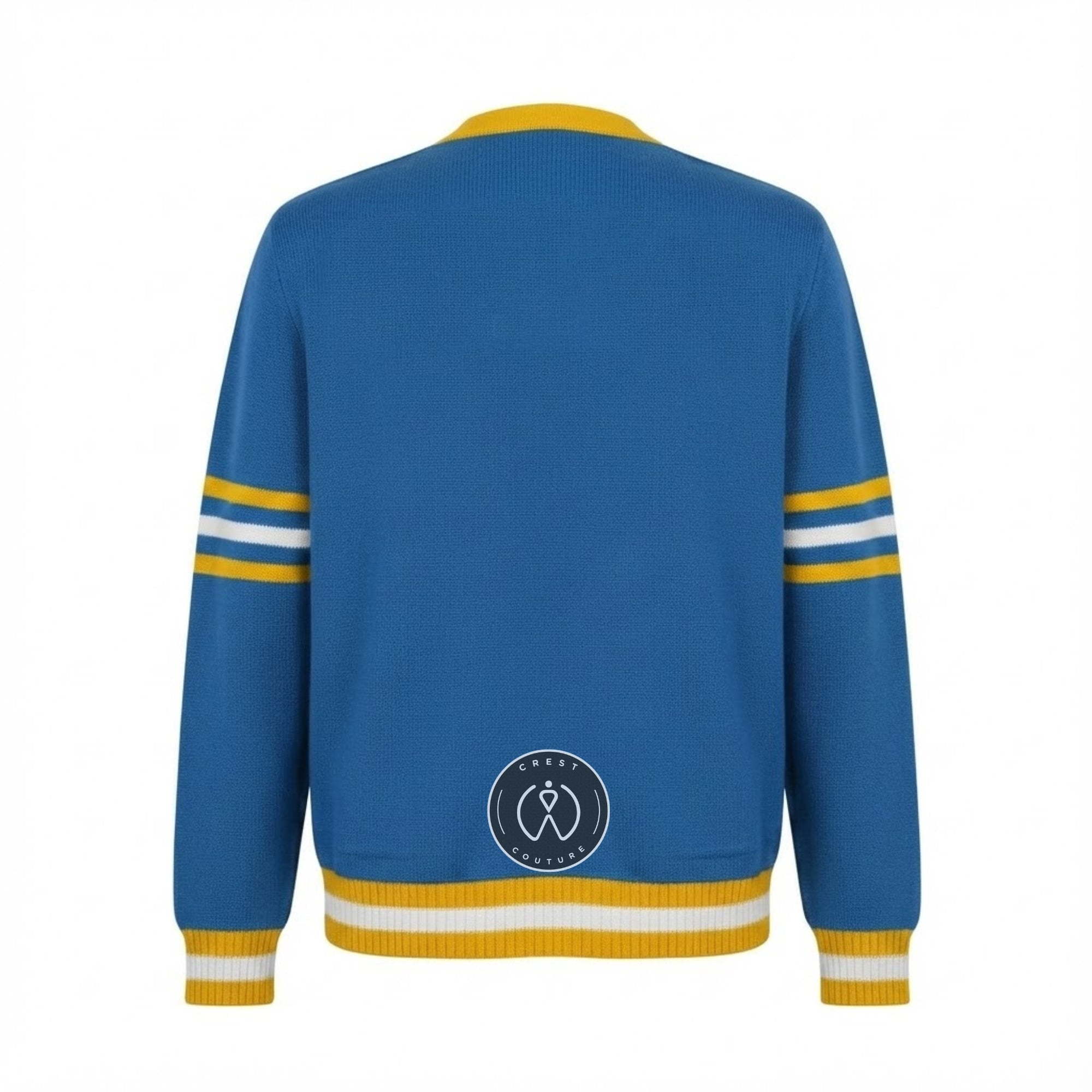 Unisex Varsity Knit Sweater – Blue & Gold | Classic Letterman-Style Cardigan
