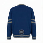 Unisex Varsity Knit Sweater – Blue & Gray | Classic Letterman-Style Cardigan