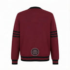 Unisex Varsity Knit Sweater – Crimson & Black | Classic Letterman-Style Cardigan