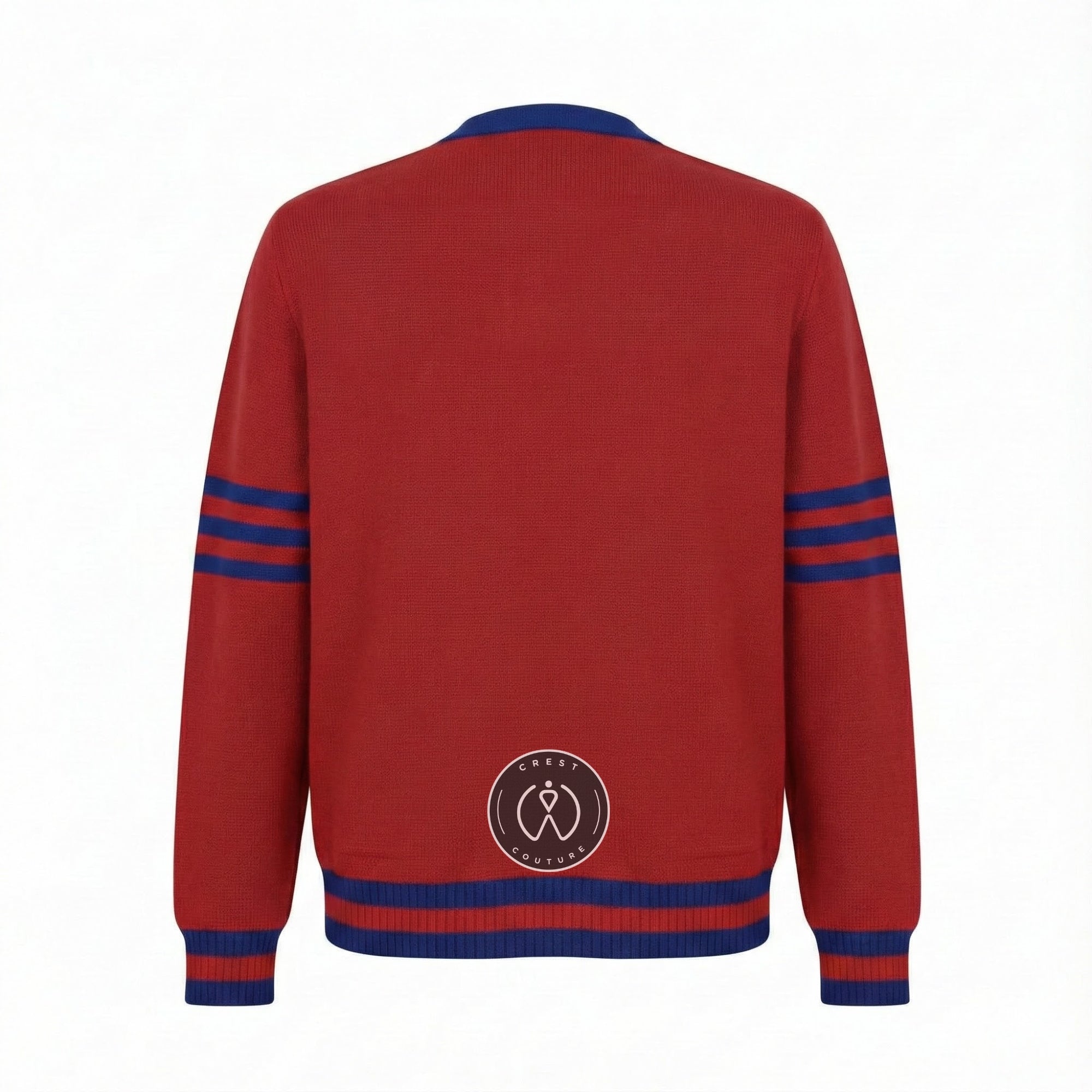 Unisex Varsity Knit Sweater – Red & Blue | Classic Letterman-Style Cardigan