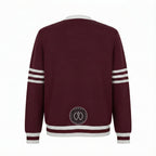 Unisex Varsity Knit Sweater – Maroon & White | Classic Letterman-Style Cardigan