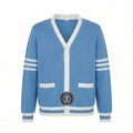 Unisex Varsity Knit Sweater – Carolina Blue & White | Classic Letterman-Style Cardigan