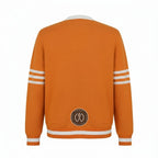 Unisex Varsity Knit Sweater – Orange & White | Classic Letterman-Style Cardigan