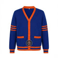 Unisex Varsity Knit Sweater – Royal Blue & Orange | Classic Letterman-Style Cardigan
