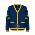 Unisex Varsity Knit Sweater – Blue & Yellow | Classic Letterman-Style Cardigan