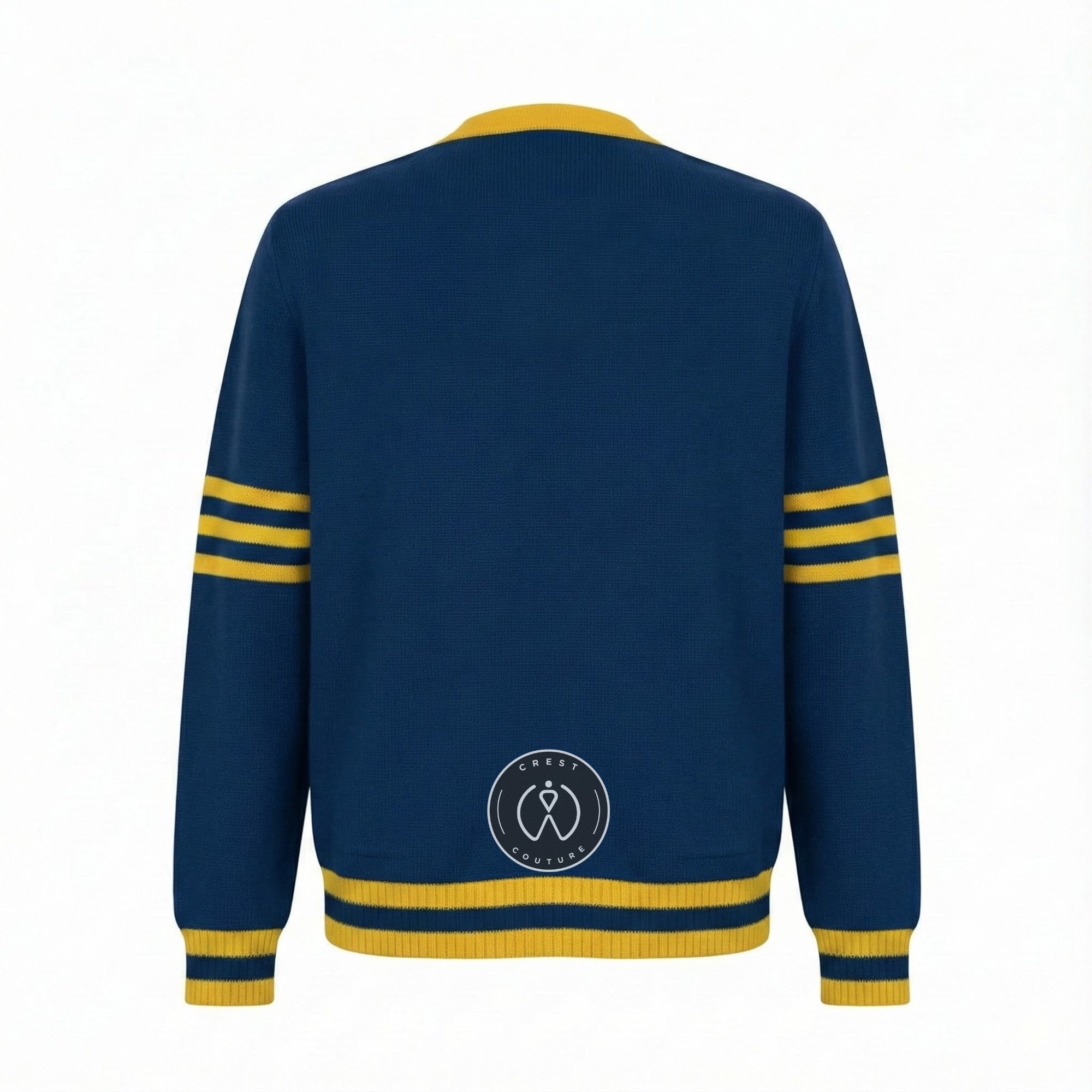 Unisex Varsity Knit Sweater – Blue & Yellow | Classic Letterman-Style Cardigan