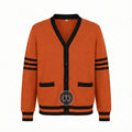Unisex Varsity Knit Sweater – Orange & Black | Classic Letterman-Style Cardigan