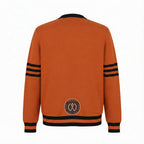 Unisex Varsity Knit Sweater – Orange & Black | Classic Letterman-Style Cardigan