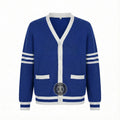 Unisex Varsity Knit Sweater – Duke Blue & White | Classic Letterman-Style Cardigan