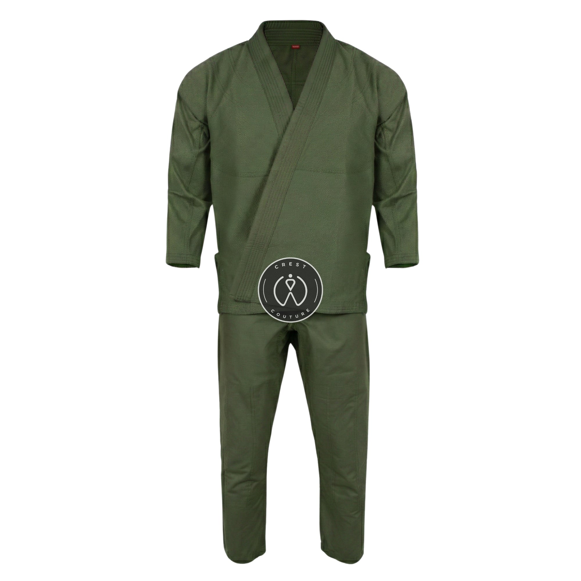 Crest Couture BJJ Gi – 450 GSM Pearl Weave Competition Jiu Jitsu Kimono (Olive Green)