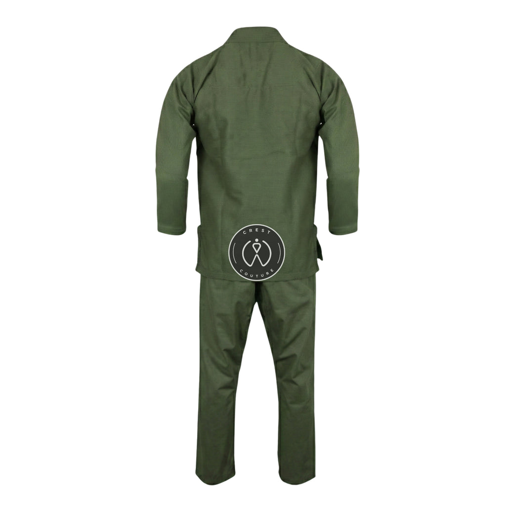 Crest Couture BJJ Gi – 450 GSM Pearl Weave Competition Jiu Jitsu Kimono (Olive Green)