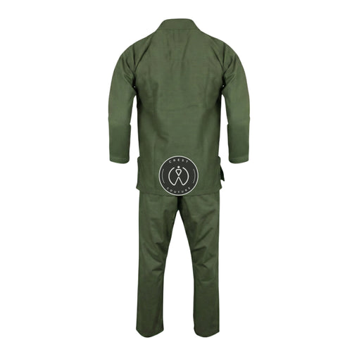 Crest Couture BJJ Gi – 450 GSM Pearl Weave Competition Jiu Jitsu Kimono (Olive Green)