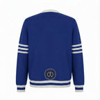 Unisex Varsity Knit Sweater – Duke Blue & White | Classic Letterman-Style Cardigan