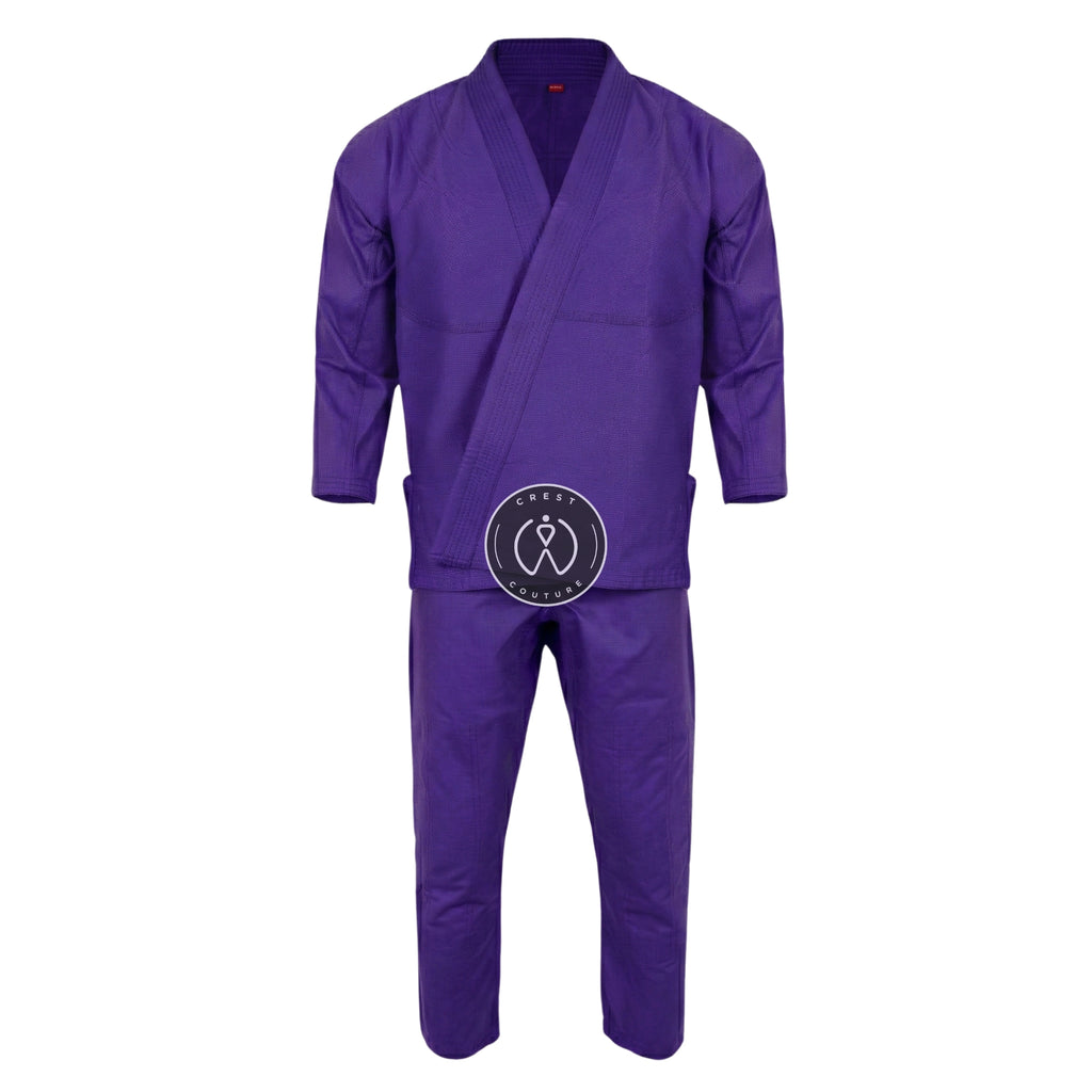 Crest Couture BJJ Gi – 450 GSM Pearl Weave Competition Jiu Jitsu Kimono (Purple)