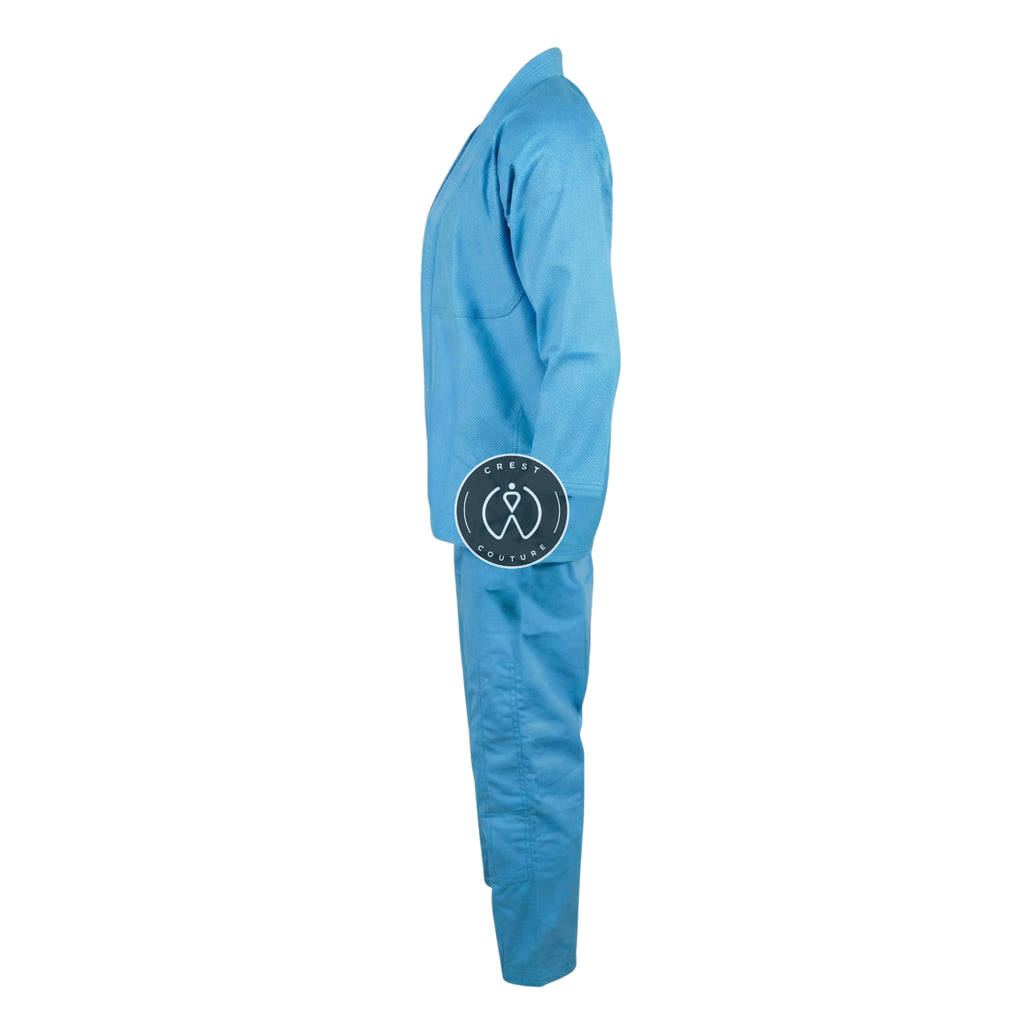 Crest Couture BJJ Gi – 450 GSM Pearl Weave Competition Jiu Jitsu Kimono (Sky Blue)