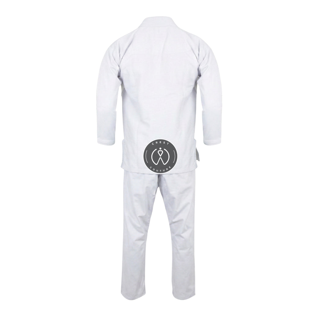 Crest Couture BJJ Gi – 450 GSM Pearl Weave Competition Jiu Jitsu Kimono (White)