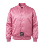 Pink Satin Varsity Jacket – Custom Letterman Jacket, Unisex Streetwear Bomber