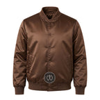 Brown Satin Varsity Jacket – Custom Letterman Jacket, Unisex Streetwear Bomber