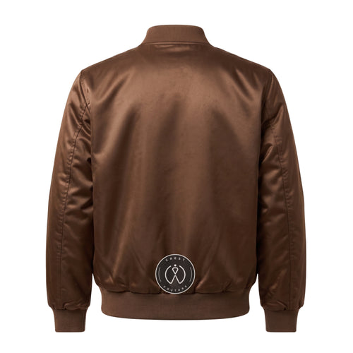 Brown Satin Varsity Jacket – Custom Letterman Jacket, Unisex Streetwear Bomber