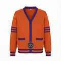 Unisex Varsity Knit Sweater – Orange & Purple | Classic Letterman-Style Cardigan