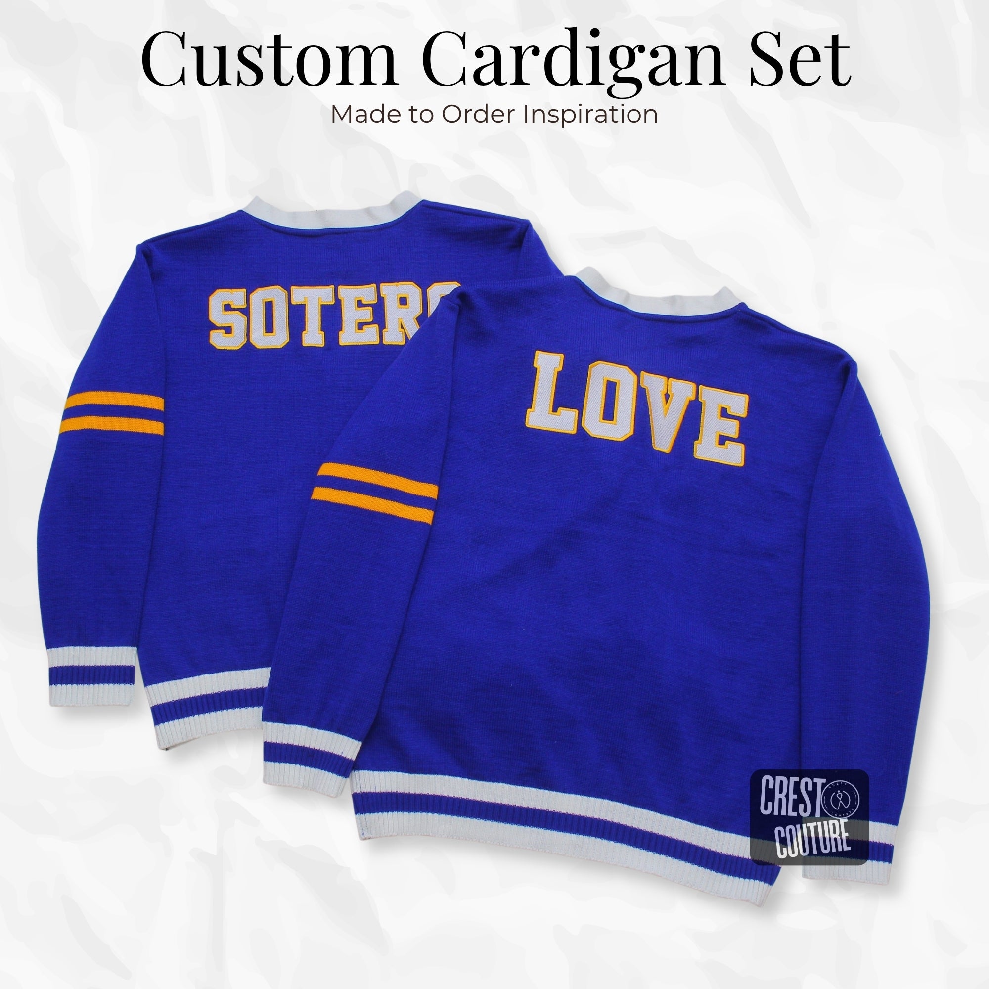 Unisex Varsity Knit Sweater – Navy Blue & Orange | Classic Letterman-Style Cardigan