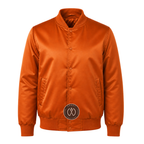 Orange Satin Varsity Jacket – Custom Letterman Jacket, Unisex Streetwear Bomber