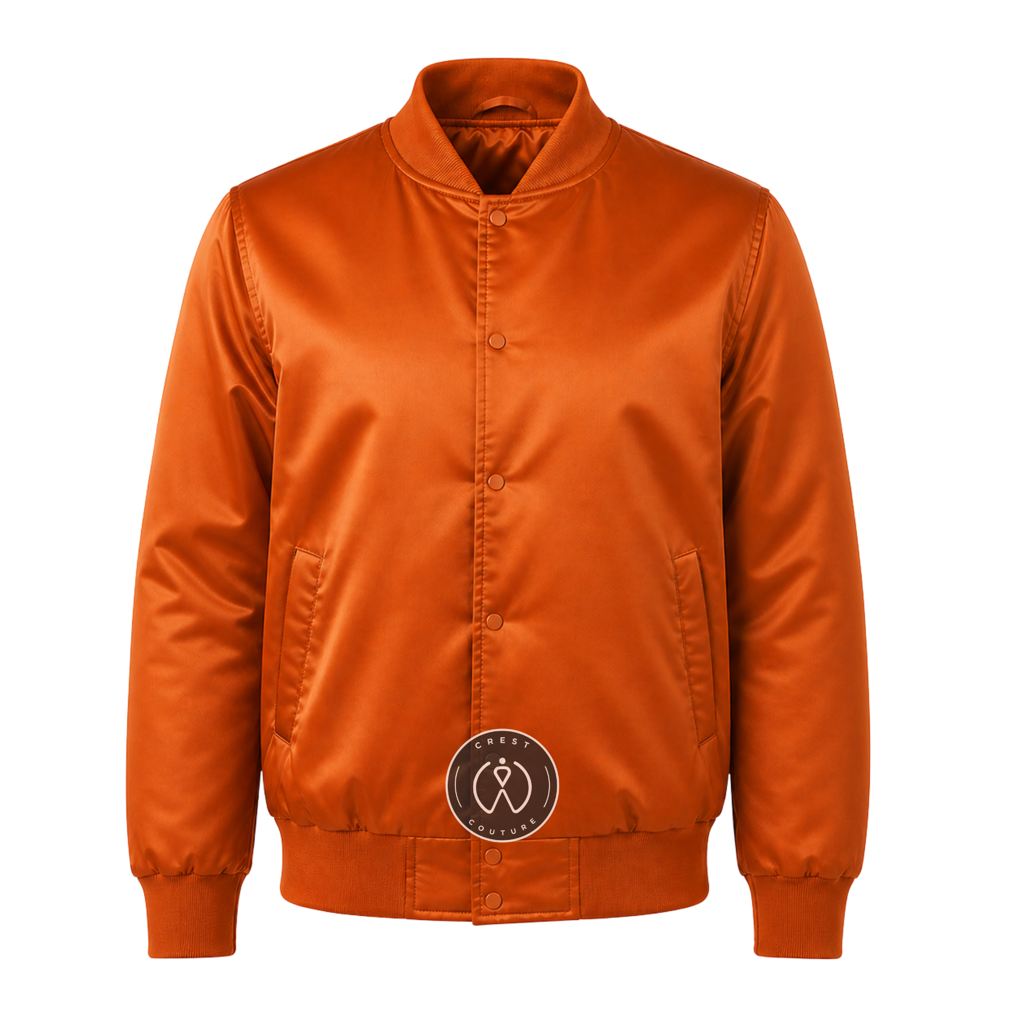 Orange Satin Varsity Jacket – Custom Letterman Jacket, Unisex Streetwear Bomber