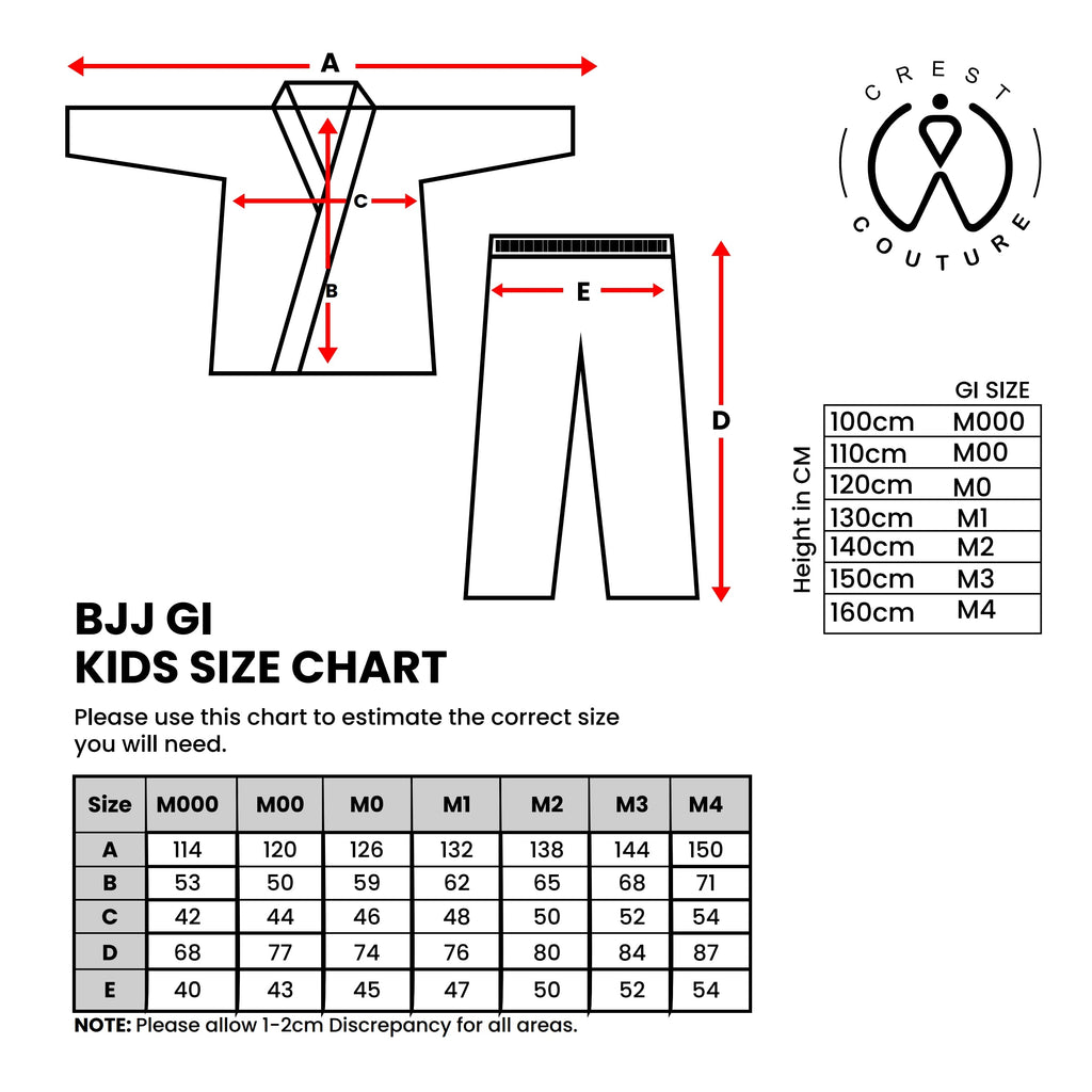 Crest Couture BJJ Gi – 450 GSM Pearl Weave Competition Jiu Jitsu Kimono (Black)