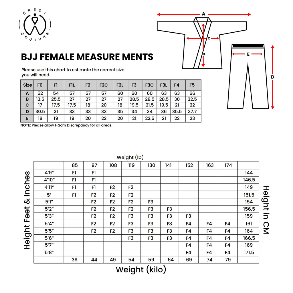 Crest Couture BJJ Gi – 450 GSM Pearl Weave Competition Jiu Jitsu Kimono (Black)